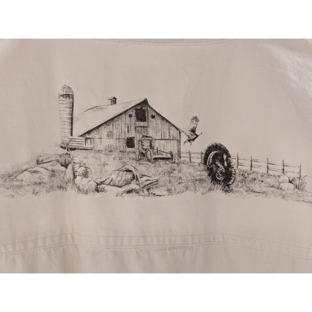 RedHead XL Button Up Shirt Barn Turkey Scene Embroidered‎ Short Sleeve - Picture 3 of 6